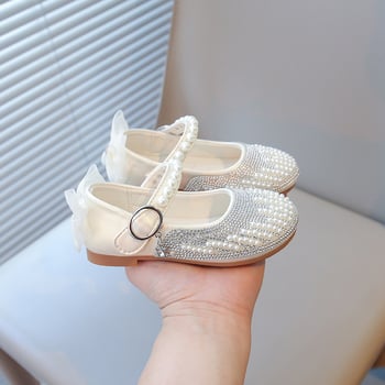 2026 Moderne cipele za princeze za djevojčice sa Velcro zatvaračem, sjajne biserne kožne cipele za bebe, kristalne cipele za princeze, udoban mekani potplat