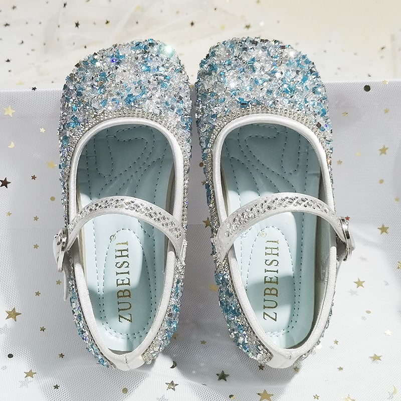 Sjajne rhinestone dječje cipele za princezu s jednim remenom, slatke plesne cipele za djecu
