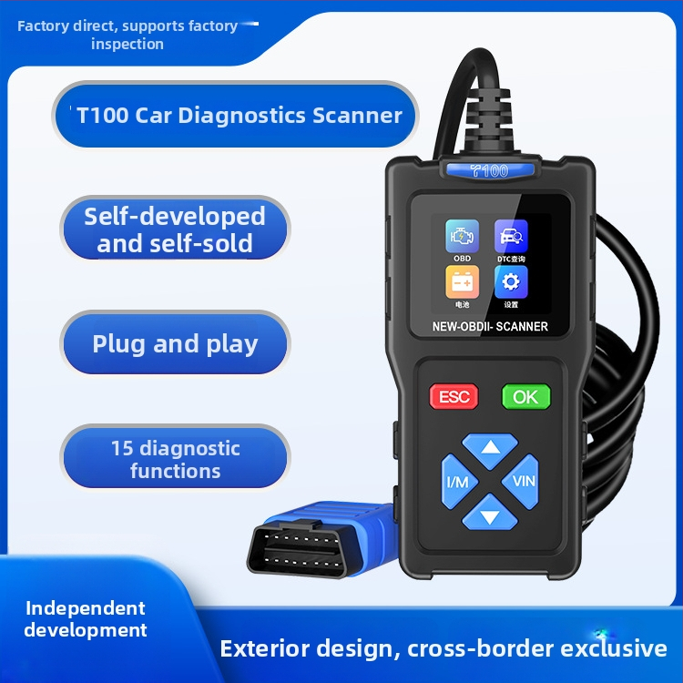 T100 diagnostický nástroj na poruchy vozidla OBD2 s ELM327 skenerom