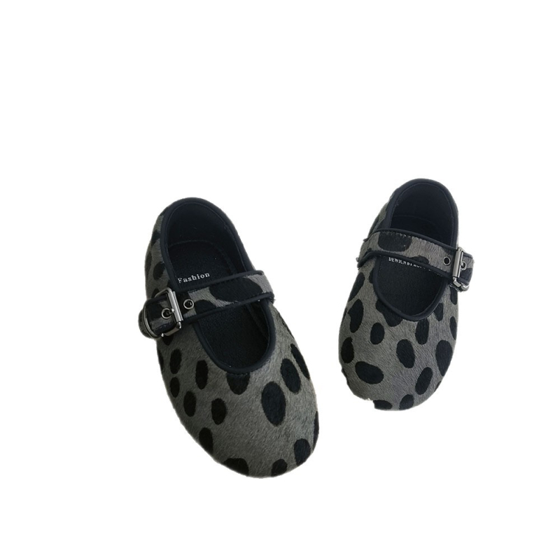 Dječje Mary Jane cipele s leopard uzorkom, kožni gornji dio, jednosatni remen s Velcro zatvaranjem, niski otvori, mekana potplata, prozračne, protuklizne.