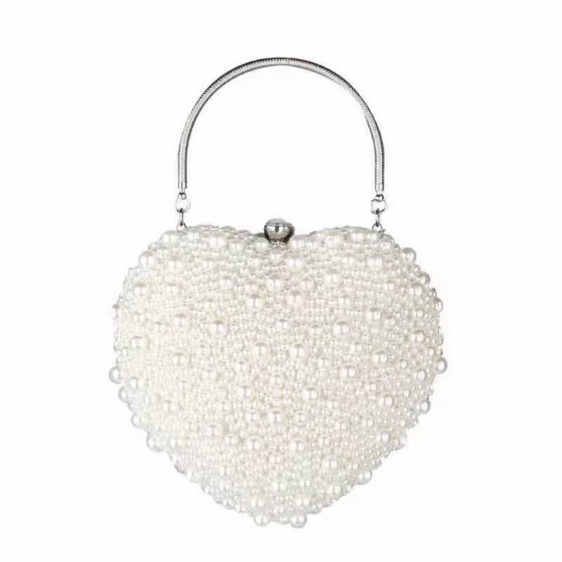 Biserna večernja torbica za žene, srcolikog oblika, japansko-korejski stil, moderni clutch s lančanim remenom