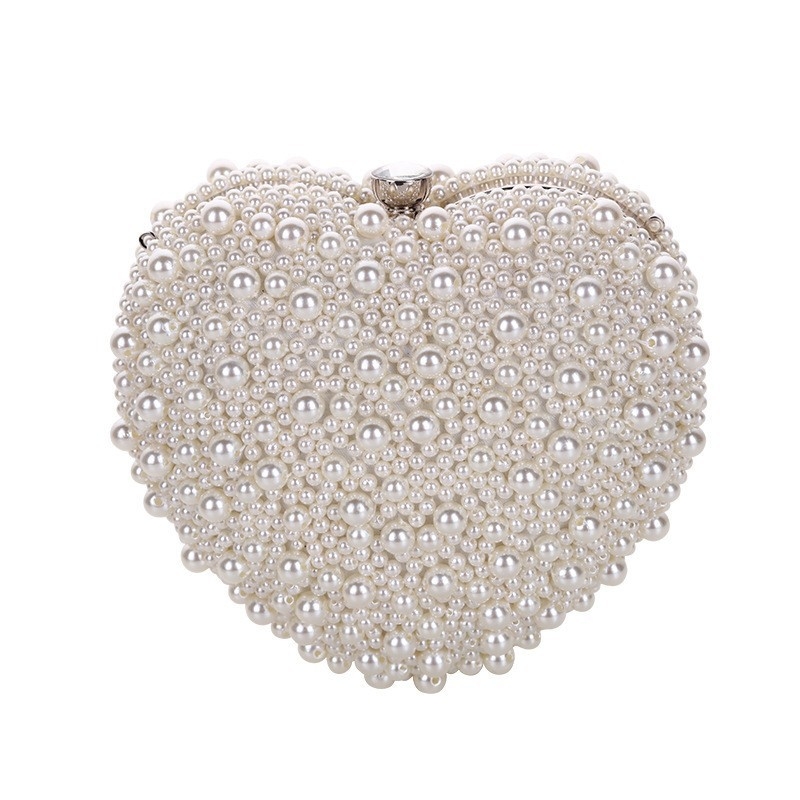 Biserna večernja torbica za žene, srcolikog oblika, japansko-korejski stil, moderni clutch s lančanim remenom