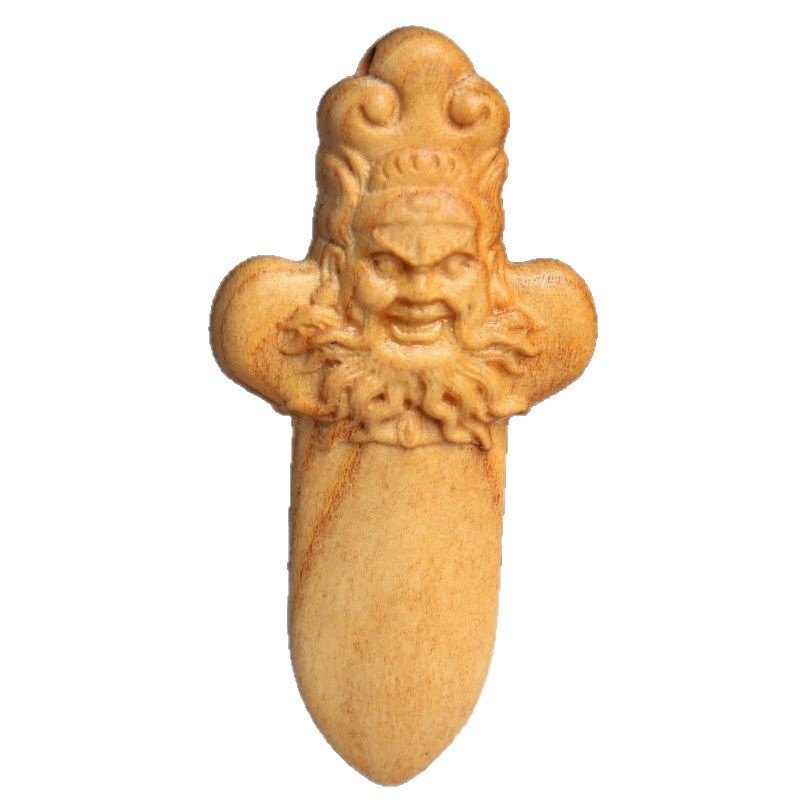 Privezak od drveta breskve sa Zhong Kui, 6 cm, fino izrezbaren