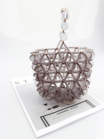 Nova ručno pletena clutch torbica od perli, s izrezanim dizajnom, geometrijska trokutna večernja torbica, korejskog stila lagani luksuz
