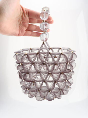 Nova ručno pletena clutch torbica od perli, s izrezanim dizajnom, geometrijska trokutna večernja torbica, korejskog stila lagani luksuz