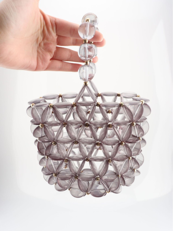 Nova ručno pletena clutch torbica od perli, s izrezanim dizajnom, geometrijska trokutna večernja torbica, korejskog stila lagani luksuz