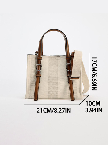 Ženska torba od platna u bež boji, crossbody torba, mala veličina, 2025
