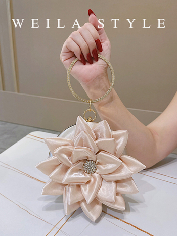 Elegantni ženski večernji clutch s dijamantnim ukrasom, 3D cvjetni dizajn, svadbena ručna torbica