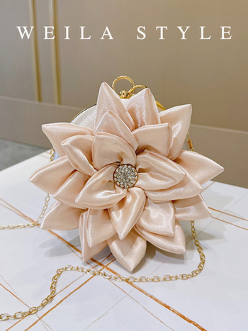 Elegantni ženski večernji clutch s dijamantnim ukrasom, 3D cvjetni dizajn, svadbena ručna torbica