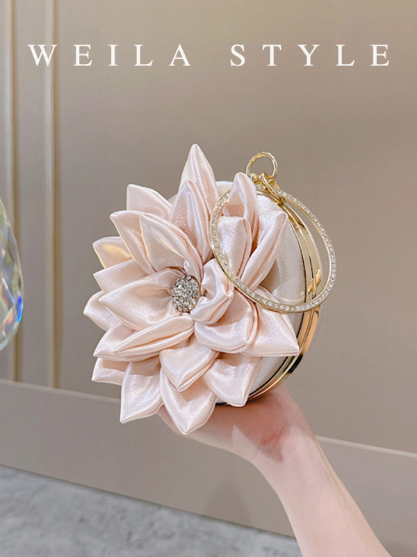 Elegantni ženski večernji clutch s dijamantnim ukrasom, 3D cvjetni dizajn, svadbena ručna torbica