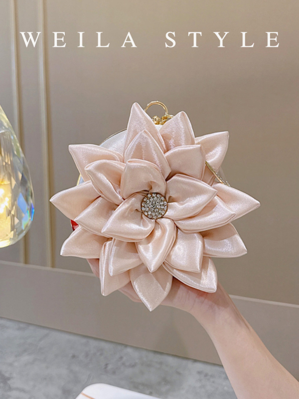 Elegantni ženski večernji clutch s dijamantnim ukrasom, 3D cvjetni dizajn, svadbena ručna torbica