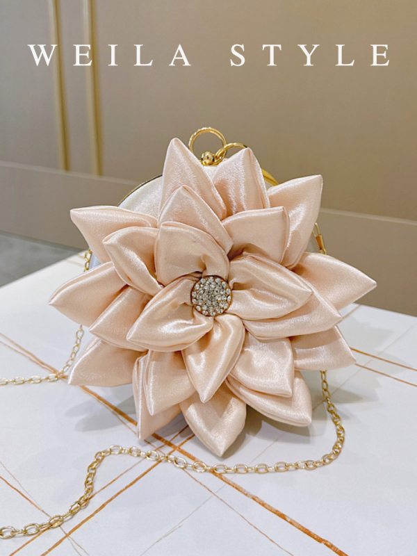 Elegantni ženski večernji clutch s dijamantnim ukrasom, 3D cvjetni dizajn, svadbena ručna torbica