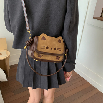 Retro slatka mačja torbica za žene, 2025 jesen-zima nišni dizajn, svestrana torba za rame/crossbody