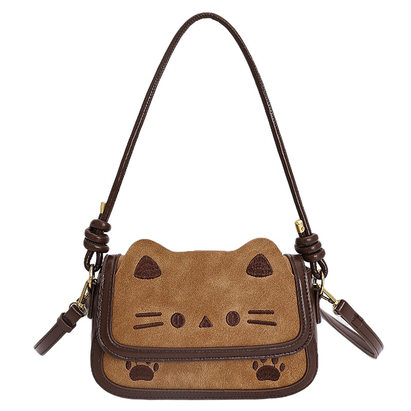 Retro slatka mačja torbica za žene, 2025 jesen-zima nišni dizajn, svestrana torba za rame/crossbody
