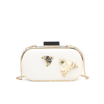 Večernja clutch torbica s lančanim remenom, leptir motiv, PU materijal