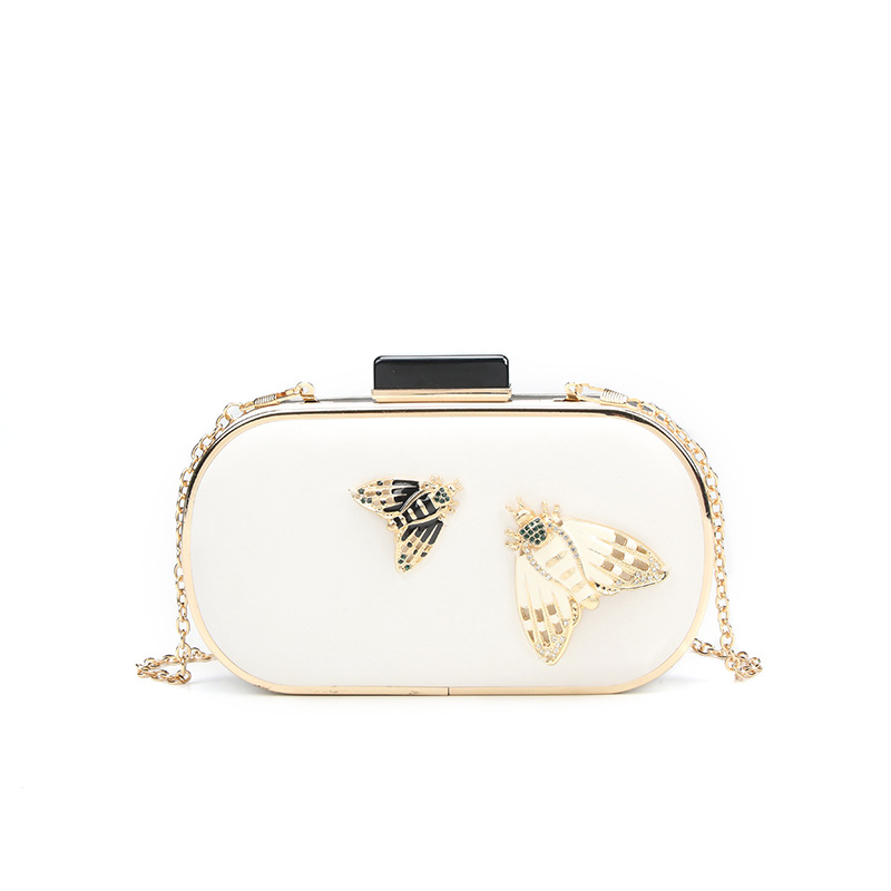 Večernja clutch torbica s lančanim remenom, leptir motiv, PU materijal