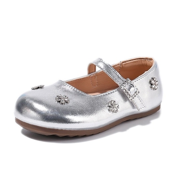 Dječje crne cipele s rhinestones i Velcro trakom, stil princeze, model 2026, proljeće–jesen