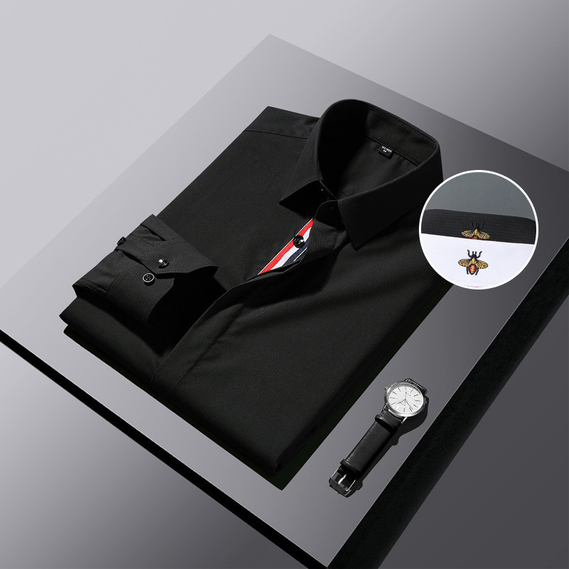 Muška košulja s dugim rukavima, korejskog stila, slim fit, elegantna i svestrana za jesen-zimu 2024