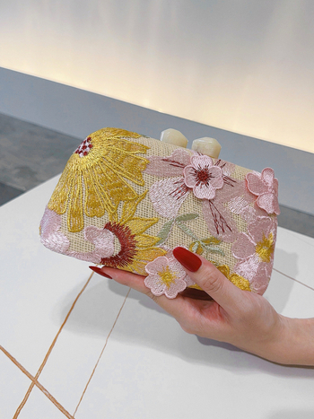 Retro izvezeni clutch torbica s cvijećem, sofisticirana večernja torba u kineskom stilu s kopčom od nefrita