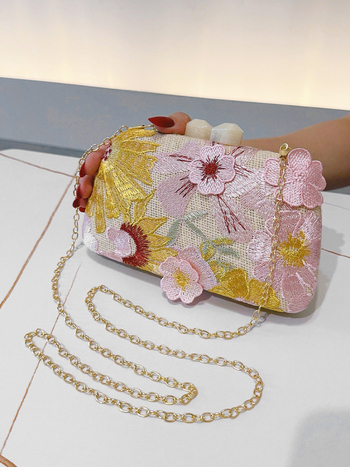 Retro izvezeni clutch torbica s cvijećem, sofisticirana večernja torba u kineskom stilu s kopčom od nefrita