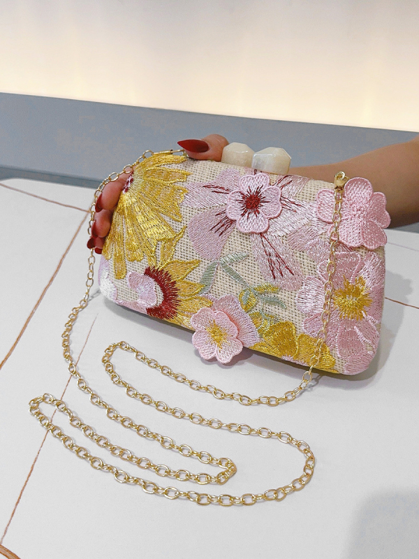 Retro izvezeni clutch torbica s cvijećem, sofisticirana večernja torba u kineskom stilu s kopčom od nefrita