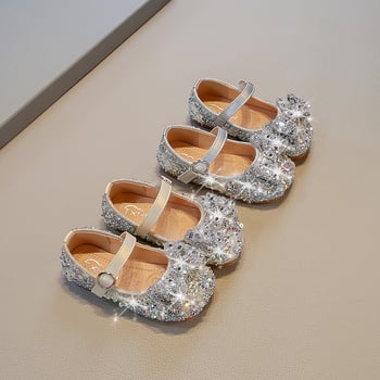 Dječje kožne cipele, Elsa princeza s kristalima, mek podplat, plesne i izvedbene cipele