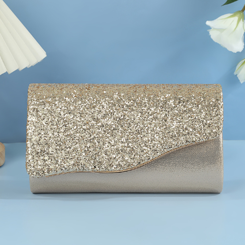 Ženska večernja torbica s lancem – blještav party clutch