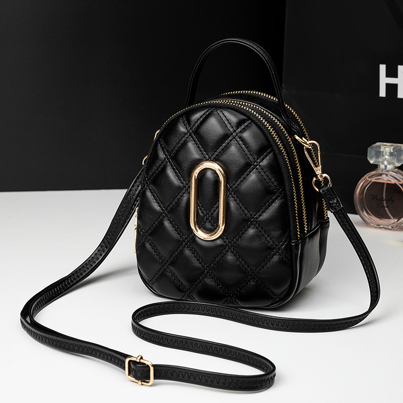 2026 novi model: crossbody mala okrugla torbica, korejskog stila, s rombo šavom, tri odjeljka za telefon