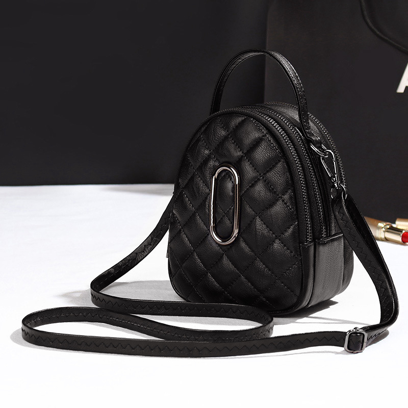 2026 novi model: crossbody mala okrugla torbica, korejskog stila, s rombo šavom, tri odjeljka za telefon