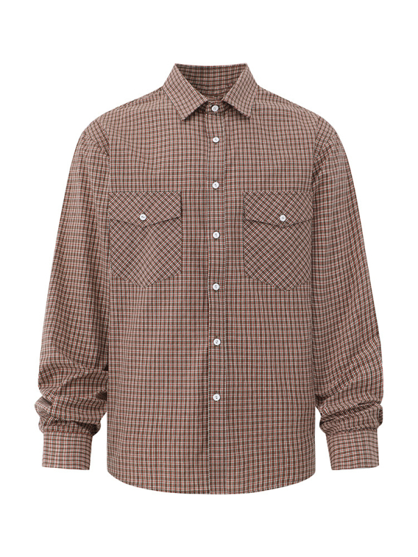 MYQ muška karirana košulja s dugim rukavima, širokog kroja za proljeće, casual, korejski retro stil