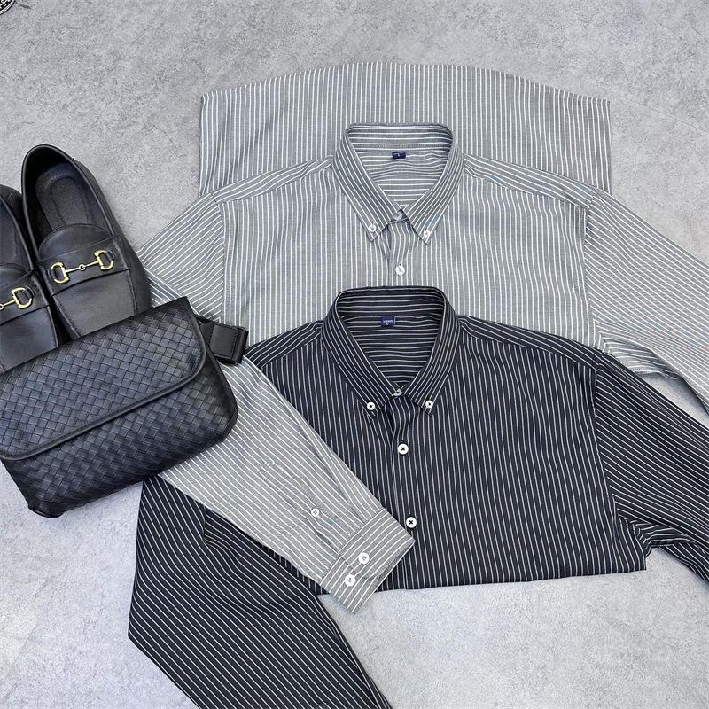 Muška košulja s prugom, slim fit, poslovno casual stil