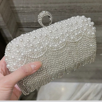 Kristalna klutch torba s resicom, mala večernja torba za zabave i večeru, uz remen preko ramena ili crossbody
