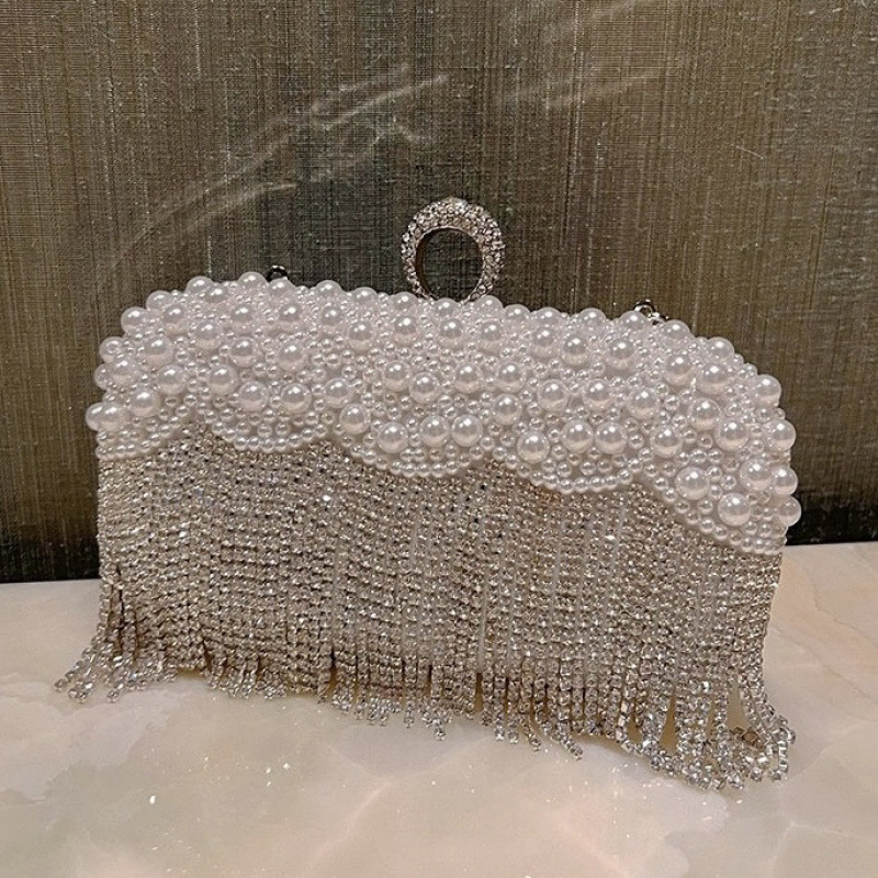 Kristalna klutch torba s resicom, mala večernja torba za zabave i večeru, uz remen preko ramena ili crossbody