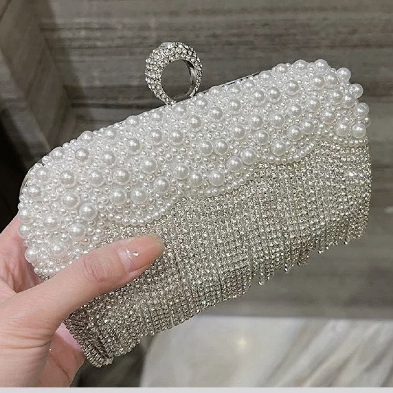 Kristalna klutch torba s resicom, mala večernja torba za zabave i večeru, uz remen preko ramena ili crossbody