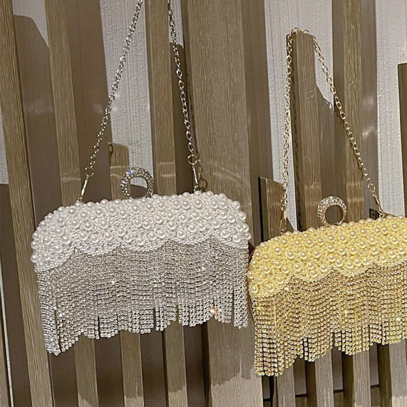 Kristalna klutch torba s resicom, mala večernja torba za zabave i večeru, uz remen preko ramena ili crossbody