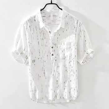 Muška košulja u japanskom retro stilu, mješavina lana, kratkih rukava, opušten kroj, ljetna prozračna košulja s džepom, Plus Size