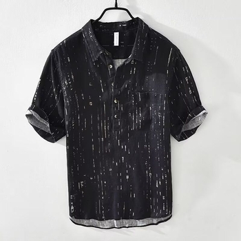 Muška košulja u japanskom retro stilu, mješavina lana, kratkih rukava, opušten kroj, ljetna prozračna košulja s džepom, Plus Size