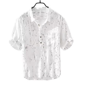 Muška košulja u japanskom retro stilu, mješavina lana, kratkih rukava, opušten kroj, ljetna prozračna košulja s džepom, Plus Size
