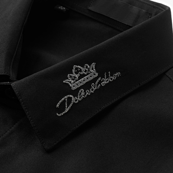 Мъжка памучна риза с дълъг ръкав, Slim-fit, корона бродерия, pointed яка, бизнес-ежедневен стил