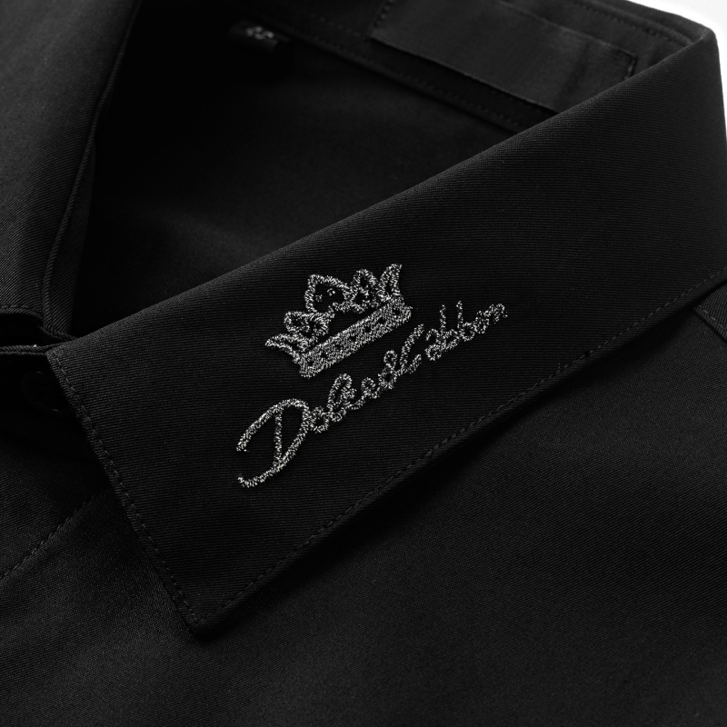 Мъжка памучна риза с дълъг ръкав, Slim-fit, корона бродерия, pointed яка, бизнес-ежедневен стил