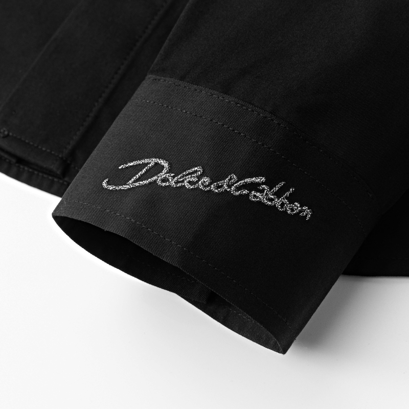 Мъжка памучна риза с дълъг ръкав, Slim-fit, корона бродерия, pointed яка, бизнес-ежедневен стил