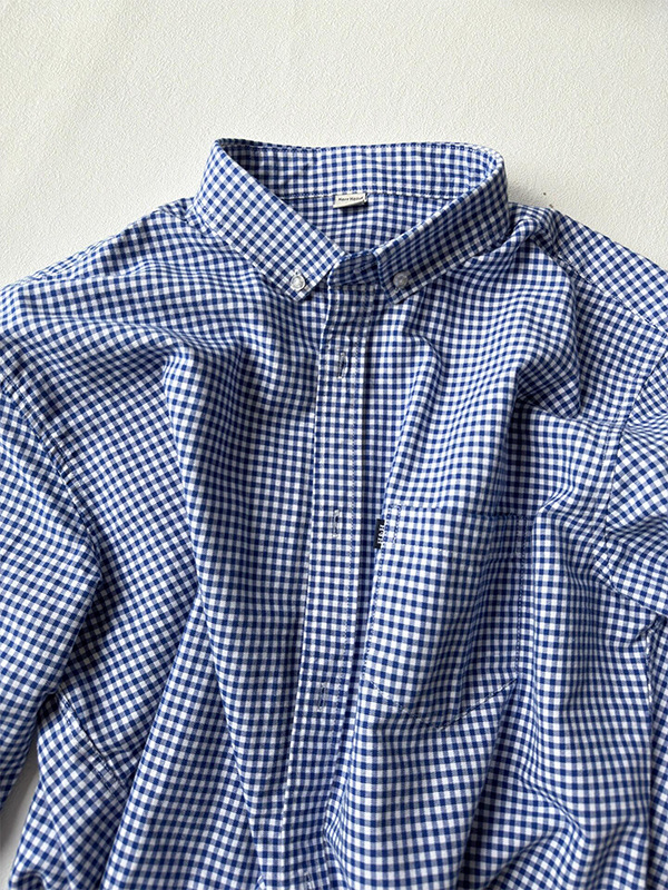 Nova plava karirana muška košulja, američki retro stil, dugi rukavi, vrhunska kvaliteta, modna marka, za ranu jesen