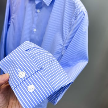 Muška plava košulja s prugama, dugi rukav, slim fit, poslovno casual stil, proljeće-jesen, BWCAC3498