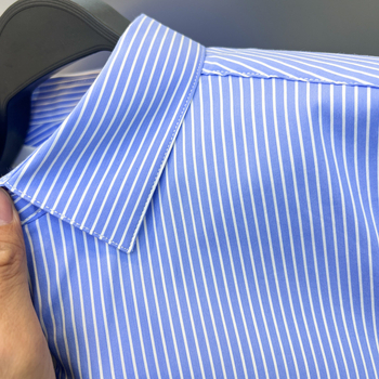 Muška plava košulja s prugama, dugi rukav, slim fit, poslovno casual stil, proljeće-jesen, BWCAC3498