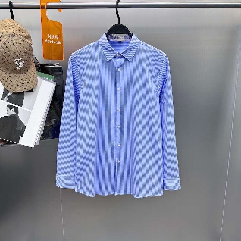 Muška plava košulja s prugama, dugi rukav, slim fit, poslovno casual stil, proljeće-jesen, BWCAC3498