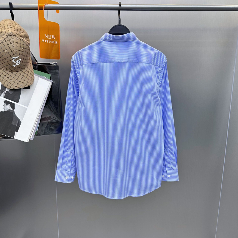 Muška plava košulja s prugama, dugi rukav, slim fit, poslovno casual stil, proljeće-jesen, BWCAC3498