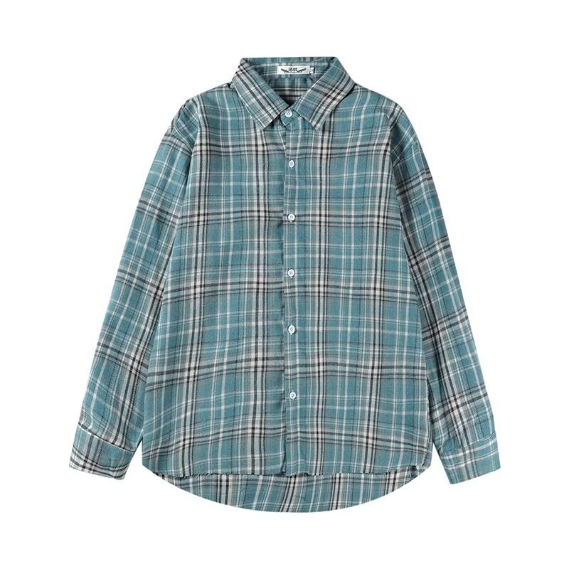 Muška košulja s dugim rukavima, jesensko-zimski vintage karirani uzorak, retro američki casual stil, širok kroj.