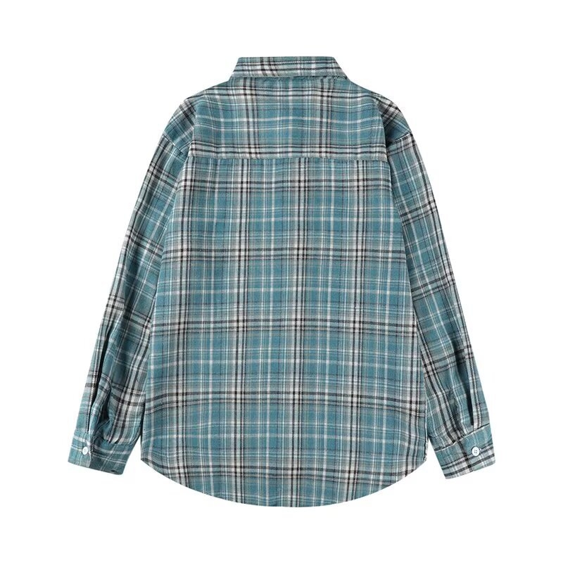 Muška košulja s dugim rukavima, jesensko-zimski vintage karirani uzorak, retro američki casual stil, širok kroj.