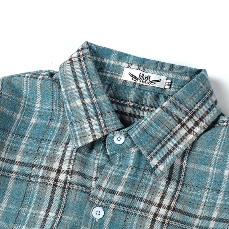 Muška košulja s dugim rukavima, jesensko-zimski vintage karirani uzorak, retro američki casual stil, širok kroj.