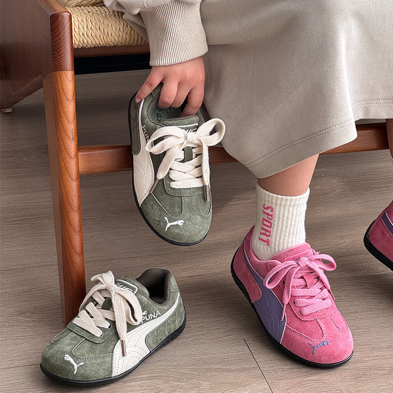 Dječje tenisice od prirodne kože, proljeće 2026, novi stil, meka potplata, protiv klizanja, ružičaste, unisex, Velcro zatvarač